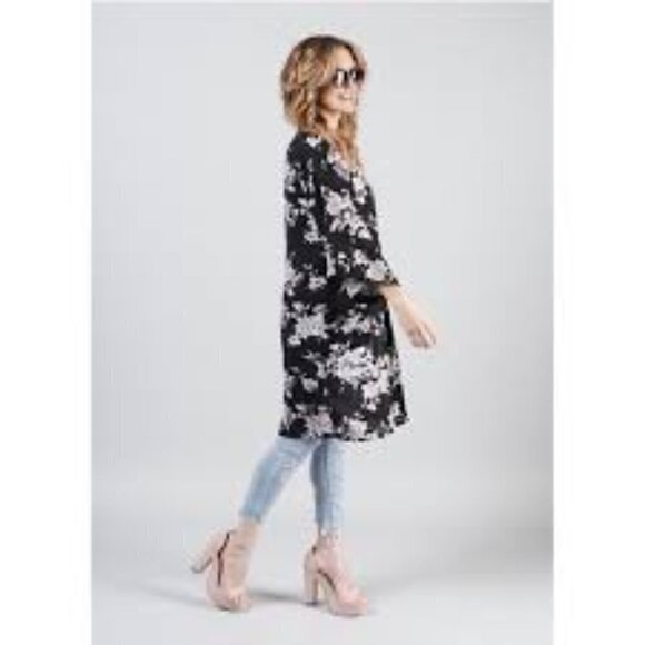 Spiritual Gangster Maya Floral Kimono Womens OS Black Open Front Flowy Gypsy - Picture 8 of 8